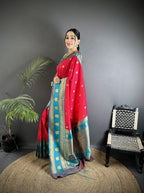 Elora Hot Pink Soft Silk Banarasi Zari Woven Butti Weaving Saree | Grocsy