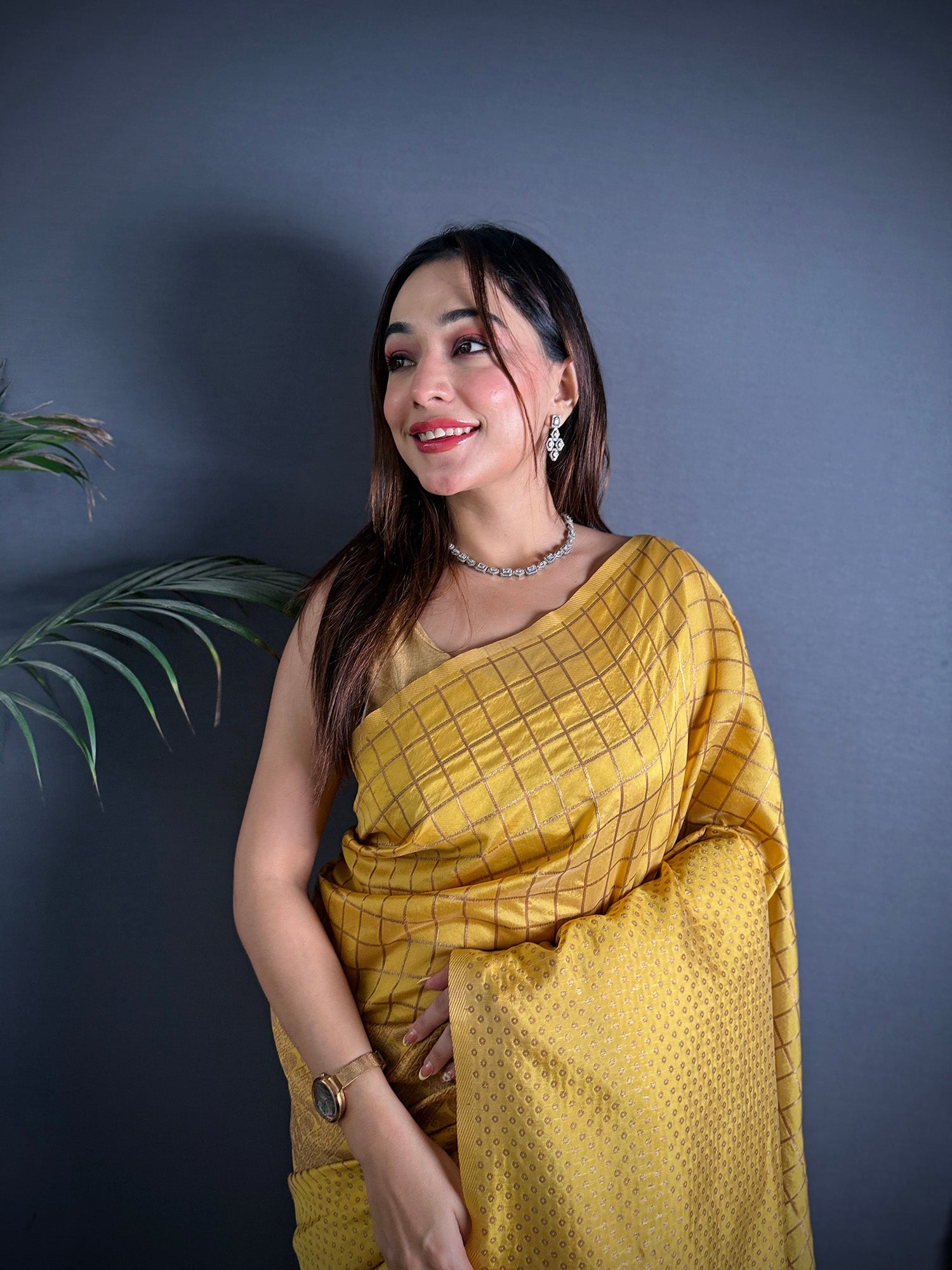 Elora Golden Yellow Soft Lichi Silk Banarasi Khicha Zari Work Saree | Grocsy