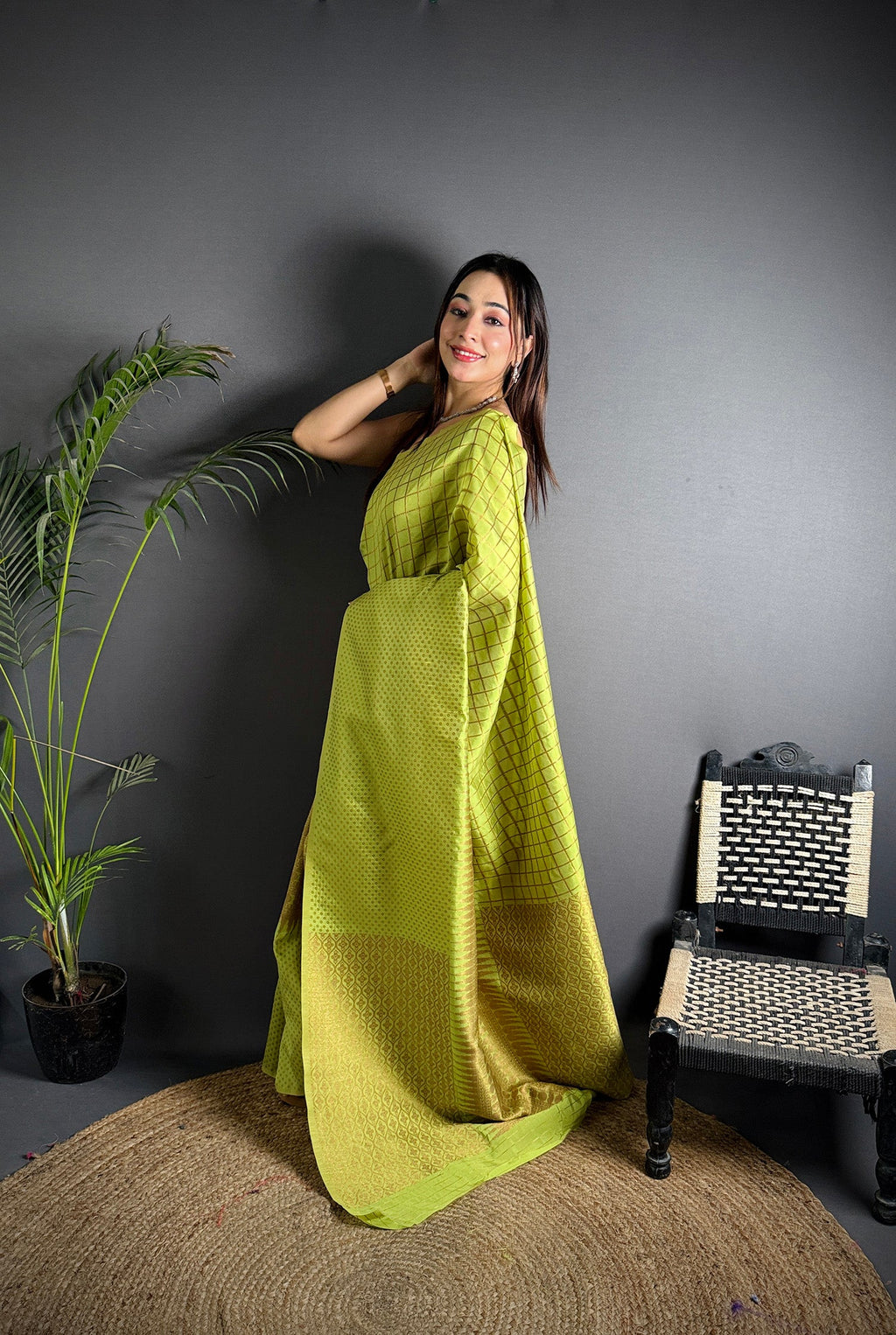 Elora Light Green Soft Lichi Silk Banarasi Khicha Zari Work Saree | Grocsy