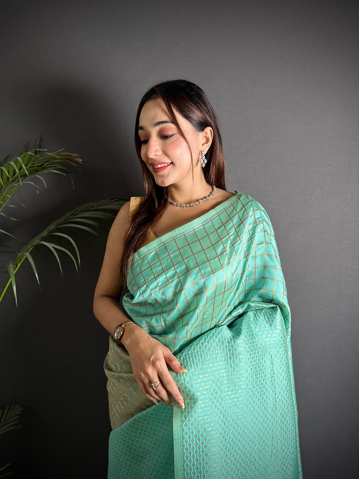 Elora Light Blue Soft Lichi Silk Banarasi Khicha Zari Work Saree | Grocsy