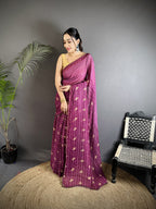 Joban Fashion Purple Georgette Polka Dot Pattern Saree | Grocsy