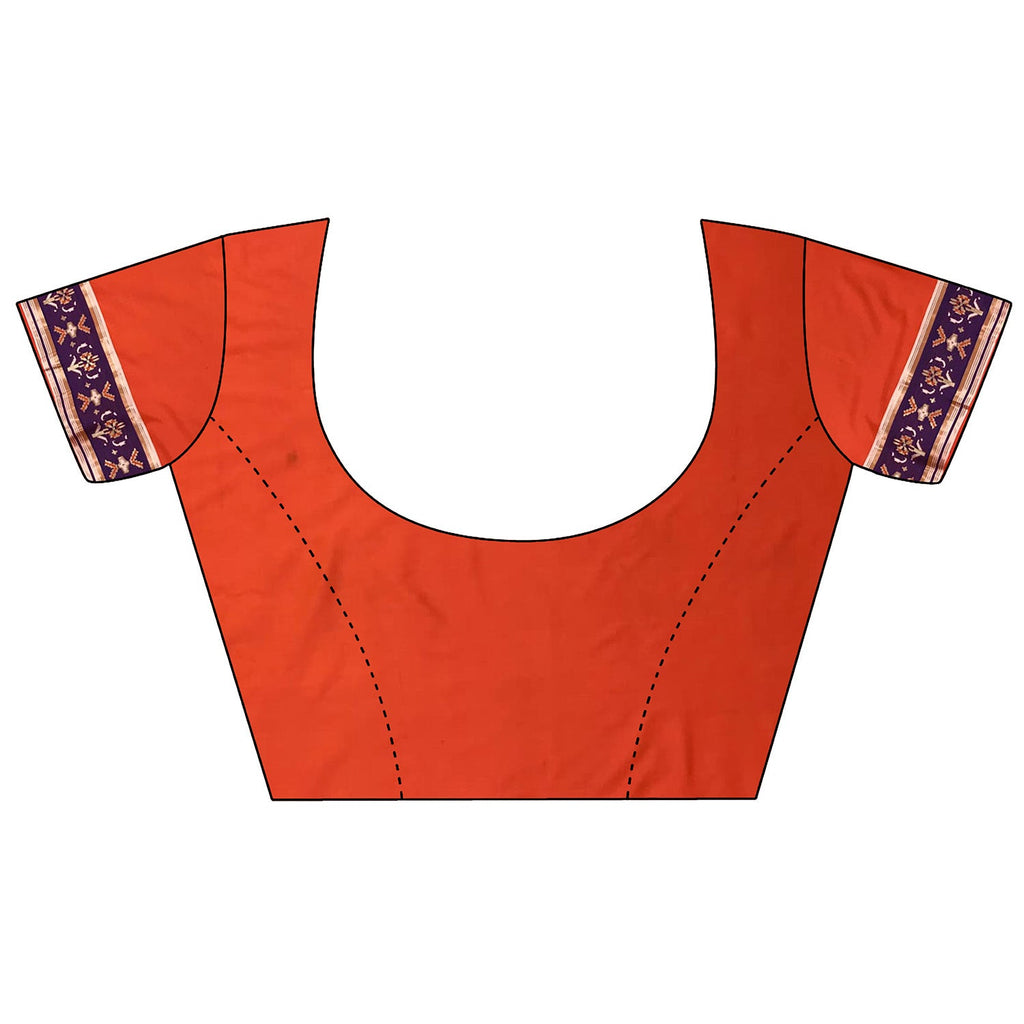 Joban Fashion Orange Banarasi Silk Motifs Inspired By Nature Saree | Grocsy
