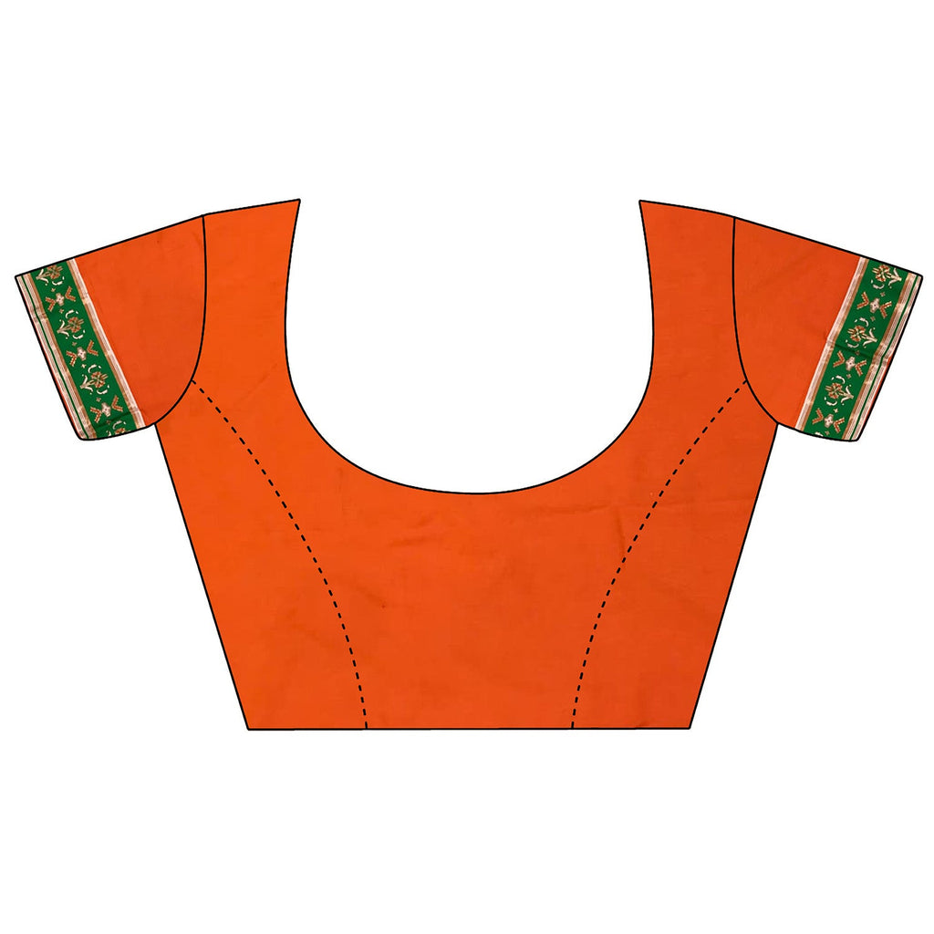 Joban Fashion Orange Banarasi Silk Motifs Inspired By Nature Saree | Grocsy