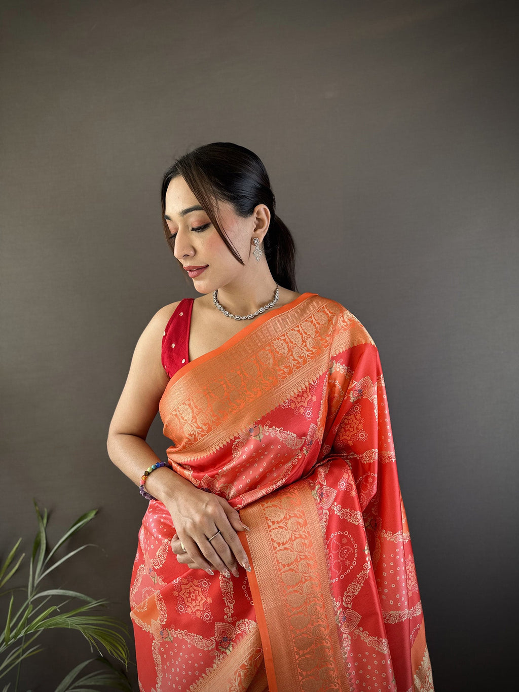 Joban Fashion Orange Soft Lichi Silk Rangcut Jacquard weave Saree | Grocsy