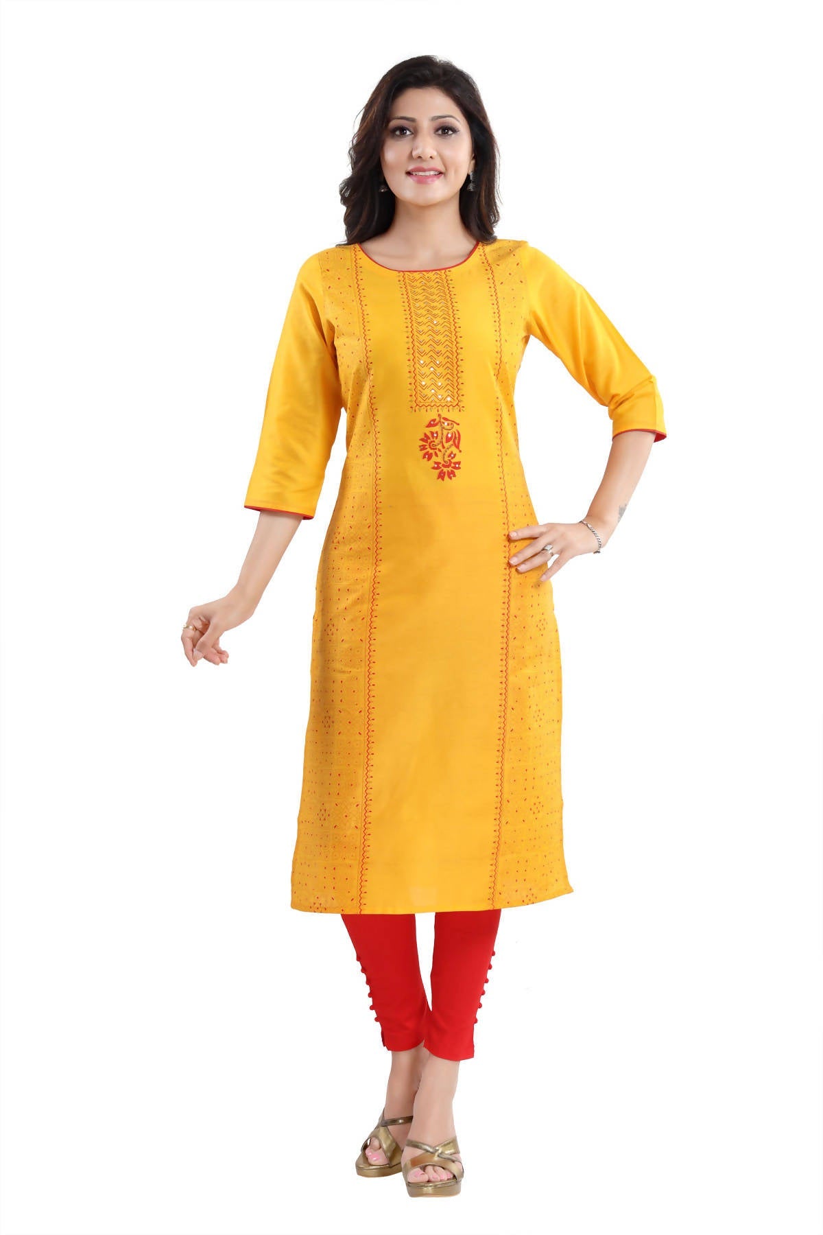 Snehal Creations Cotton Silk Printed Long Kurti With Sequence Highlight | Grocsy