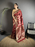 Joban Fashion Chestnut Brown Soft Banarasi Silk Jacquard Weaving Saree | Grocsy