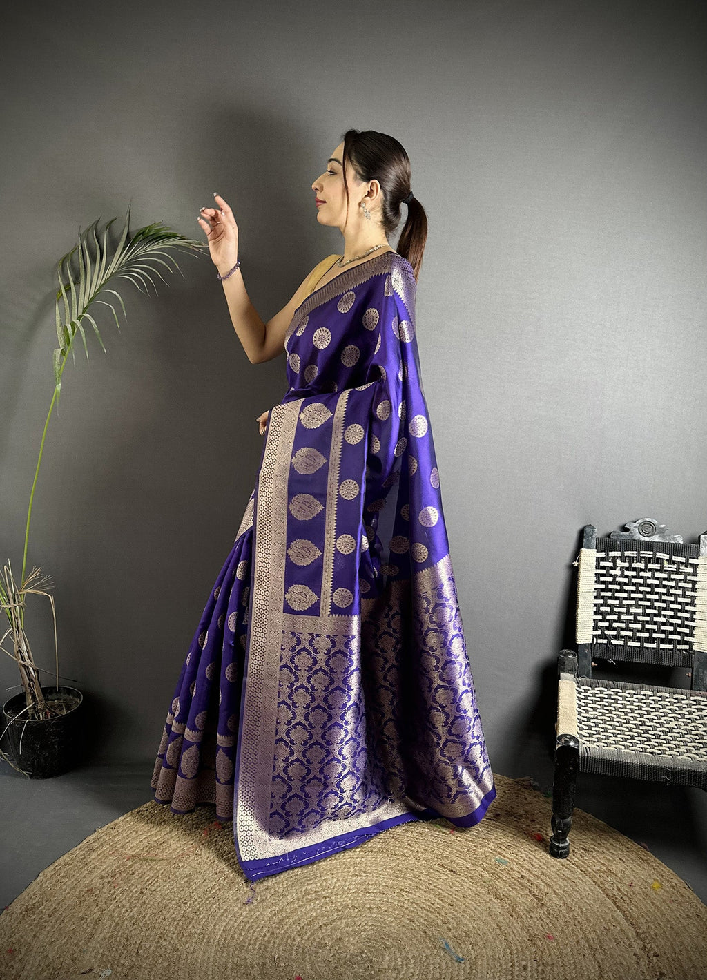 Joban Fashion Purple Soft Banarasi Silk Jacquard Weaving Saree | Grocsy