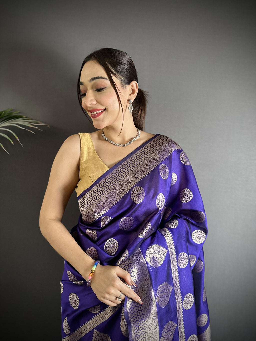 Joban Fashion Purple Soft Banarasi Silk Jacquard Weaving Saree | Grocsy