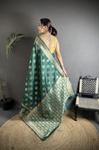 Joban Fashion Green Soft Banarasi Silk Jacquard Weaving Saree | Grocsy