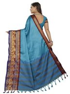 Vamika Banarasi Silk Blue Weaving Saree | Grocsy