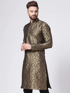 Jompers Men's Golden & Black Self Design Kurta Only | Grocsy