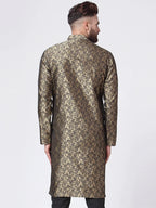Jompers Men's Golden & Black Self Design Kurta Only | Grocsy