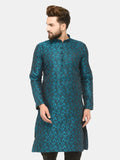 Jompers Men's Green & Black Self Design Kurta Only | Grocsy