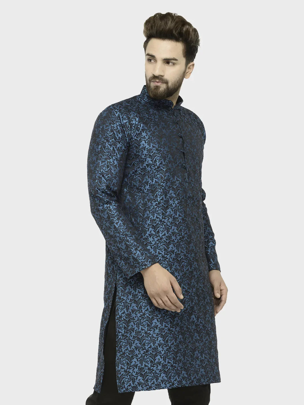 Jompers Men's Green & Black Self Design Kurta Only | Grocsy