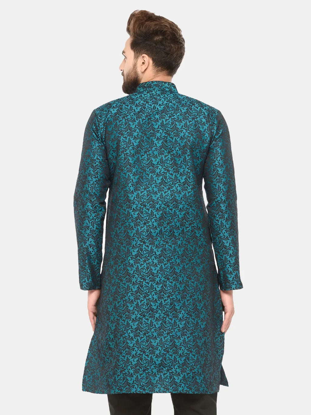 Jompers Men's Green & Black Self Design Kurta Only | Grocsy