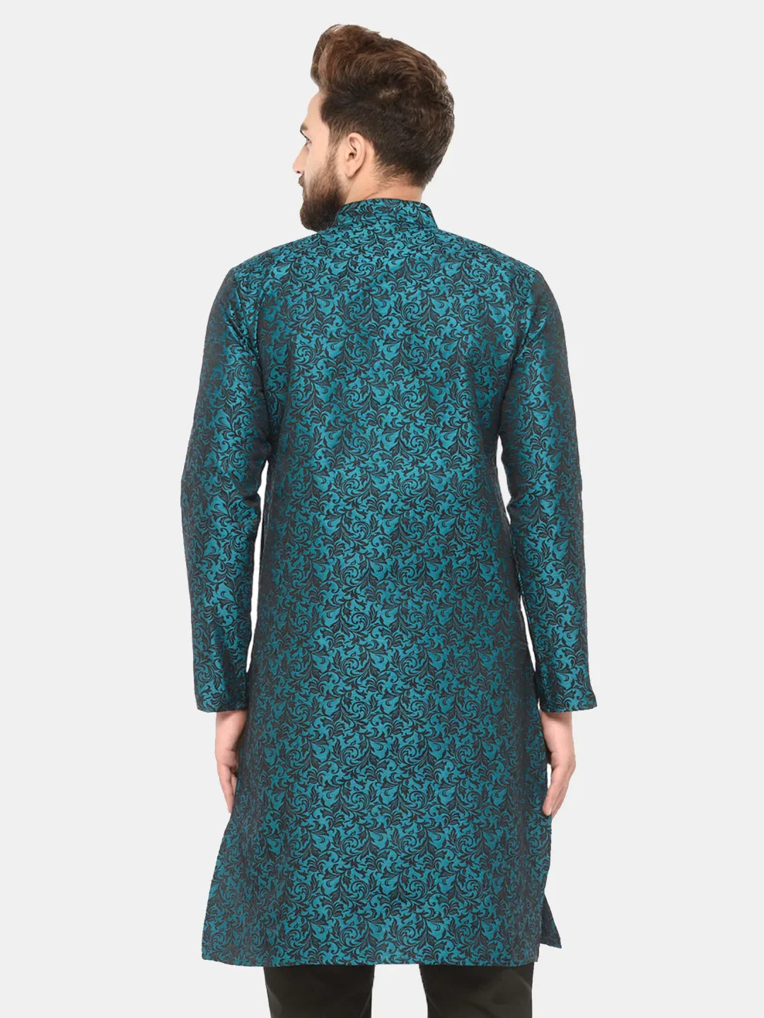 Jompers Men's Green & Black Self Design Kurta Only | Grocsy