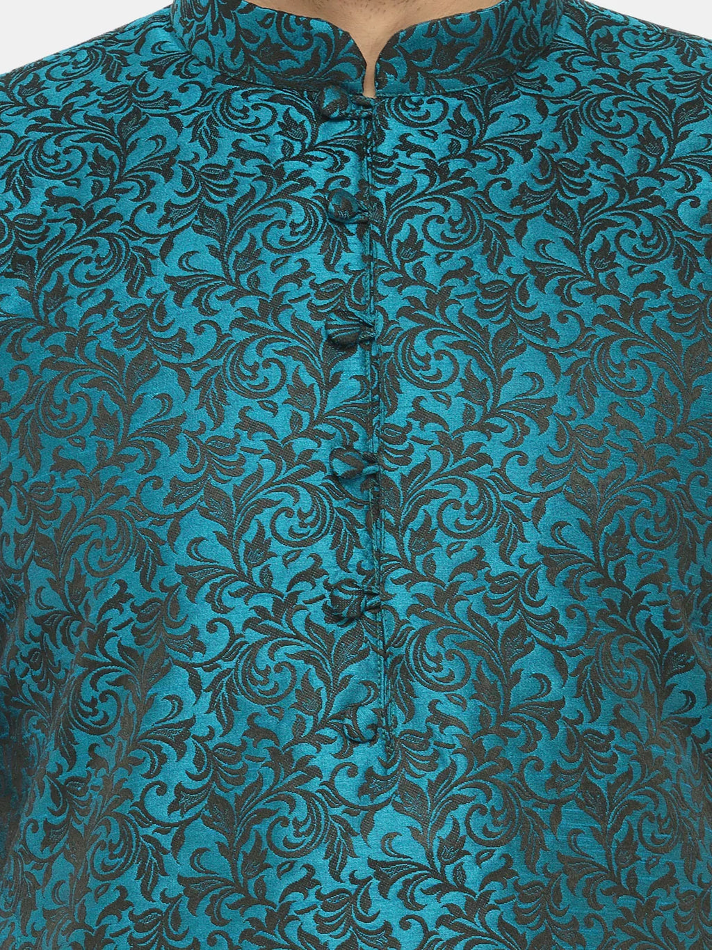 Jompers Men's Green & Black Self Design Kurta Only | Grocsy