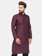 Jompers Men's Purple & Black Self Design Kurta Only | Grocsy