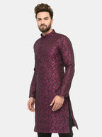 Jompers Men's Purple & Black Self Design Kurta Only | Grocsy