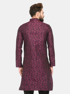 Jompers Men's Purple & Black Self Design Kurta Only | Grocsy