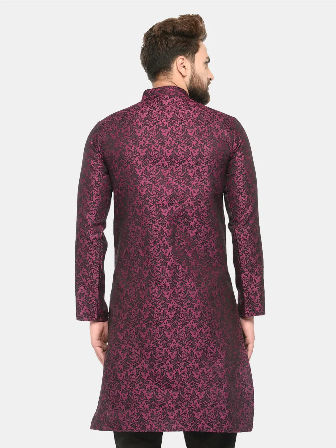Jompers Men's Purple & Black Self Design Kurta Only | Grocsy