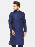 Jompers Men's Royal Blue & Black Self Design Kurta Only | Grocsy