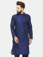 Jompers Men's Royal Blue & Black Self Design Kurta Only | Grocsy