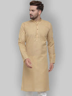 Jompers Men's Beige & White Solid Kurta Only | Grocsy