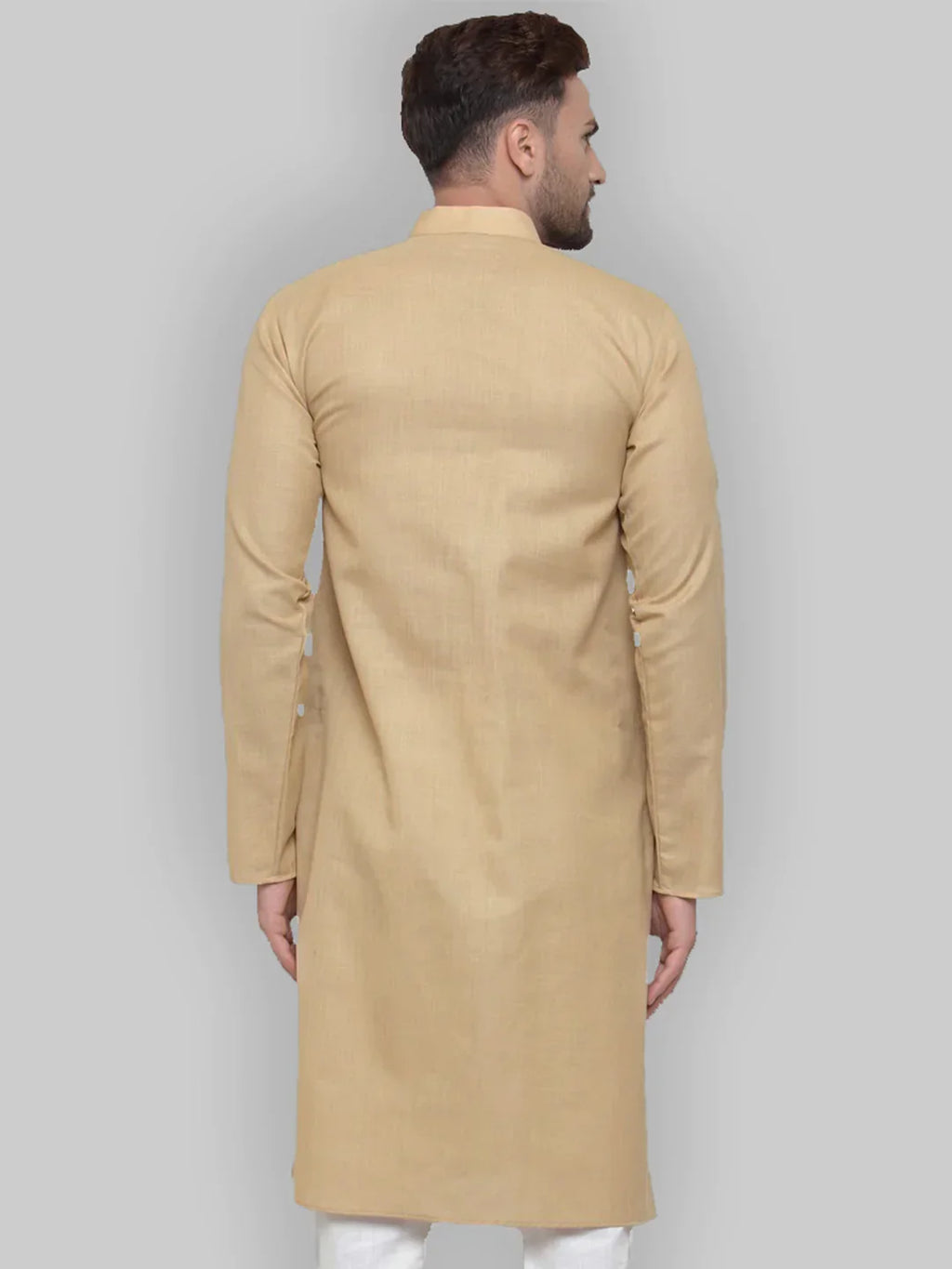Jompers Men's Beige & White Solid Kurta Only | Grocsy