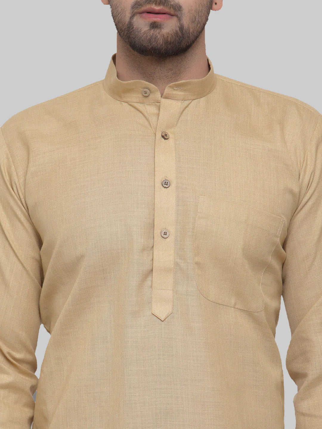 Jompers Men's Beige & White Solid Kurta Only | Grocsy