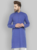 Jompers Men's Royal Blue & White Solid Kurta Only | Grocsy