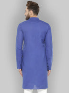 Jompers Men's Royal Blue & White Solid Kurta Only | Grocsy