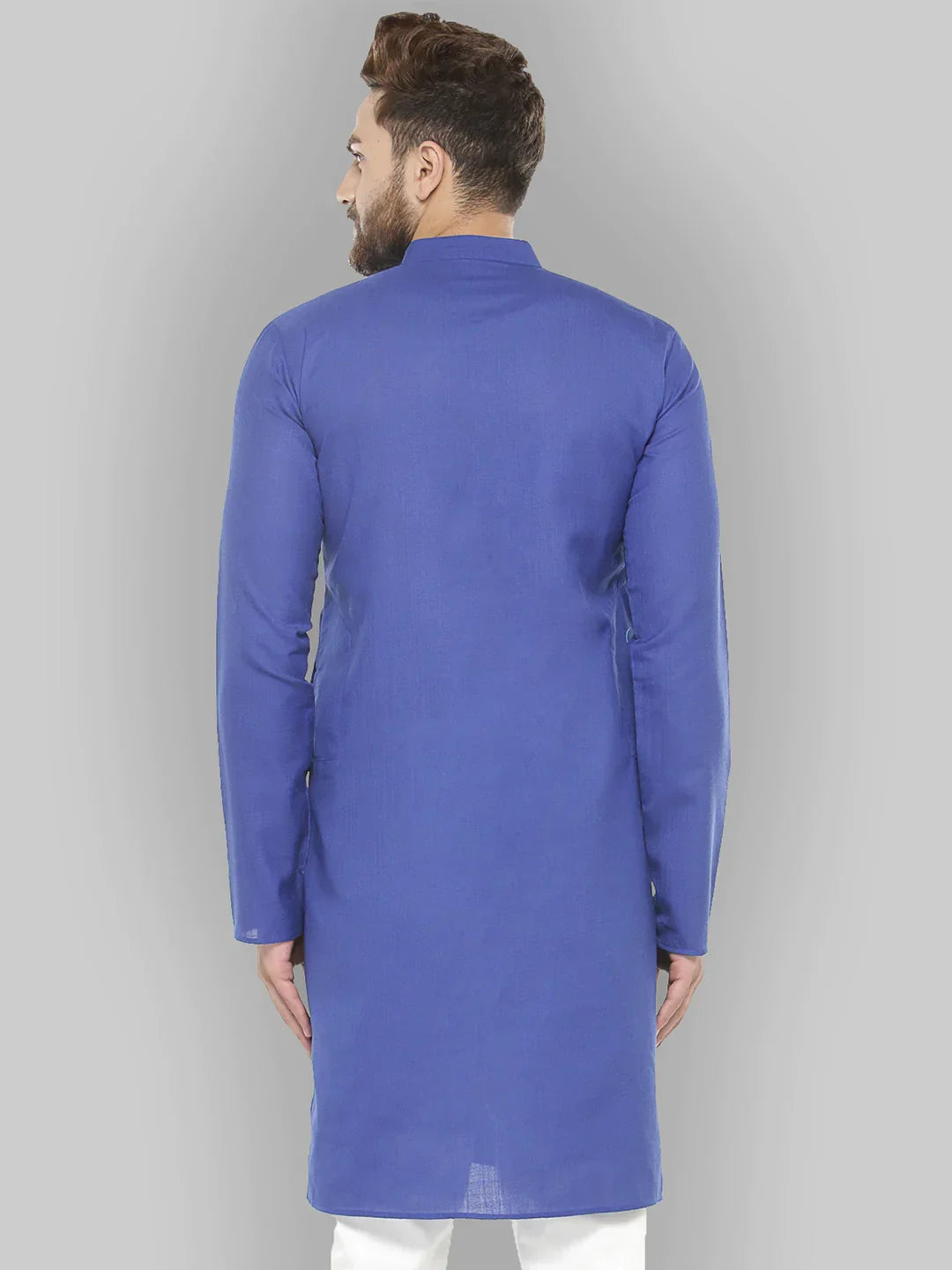 Jompers Men's Royal Blue & White Solid Kurta Only | Grocsy