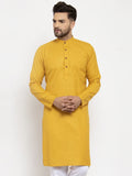 Jompers Men's Yellow & White Solid Kurta Only | Grocsy