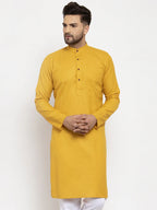 Jompers Men's Yellow & White Solid Kurta Only | Grocsy