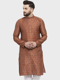 Jompers Men Brown & Grey Jacquard Kurta Only | Grocsy