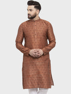 Jompers Men Brown & Grey Jacquard Kurta Only | Grocsy