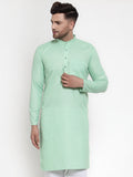 Jompers Men Green & White Solid Kurta Only | Grocsy