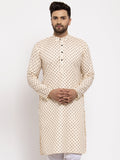 Jompers Men Cream-Coloured Printed Kurta Only | Grocsy
