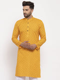 Jompers Men Yellow Printed Kurta Only | Grocsy