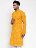 Jompers Men Mustard Printed Straight Kurta Only | Grocsy