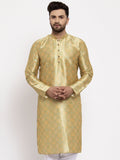 Jompers Men Green & Gold-Toned Printed Kurta onlly | Grocsy