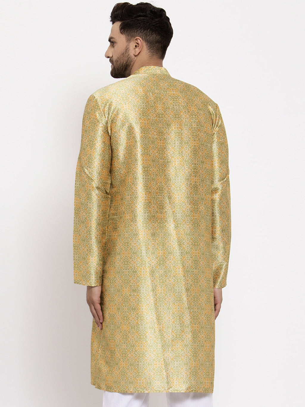 Jompers Men Green & Gold-Toned Printed Kurta onlly | Grocsy