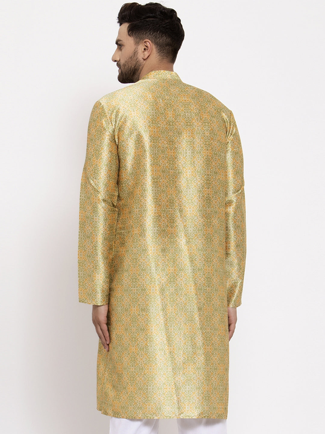 Jompers Men Green & Gold-Toned Printed Kurta onlly | Grocsy