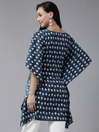 Yufta Women Blue & Offwhite Printed Kaftan Kurta | Grocsy