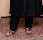 Miravan Womens Plus Size Black Mirror work Angrakha Kurta and Palazzo Set | Grocsy