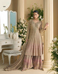 Anaita Beige Heavy Georgette Stitched Suit with Sequence & Diamond work | Grocsy