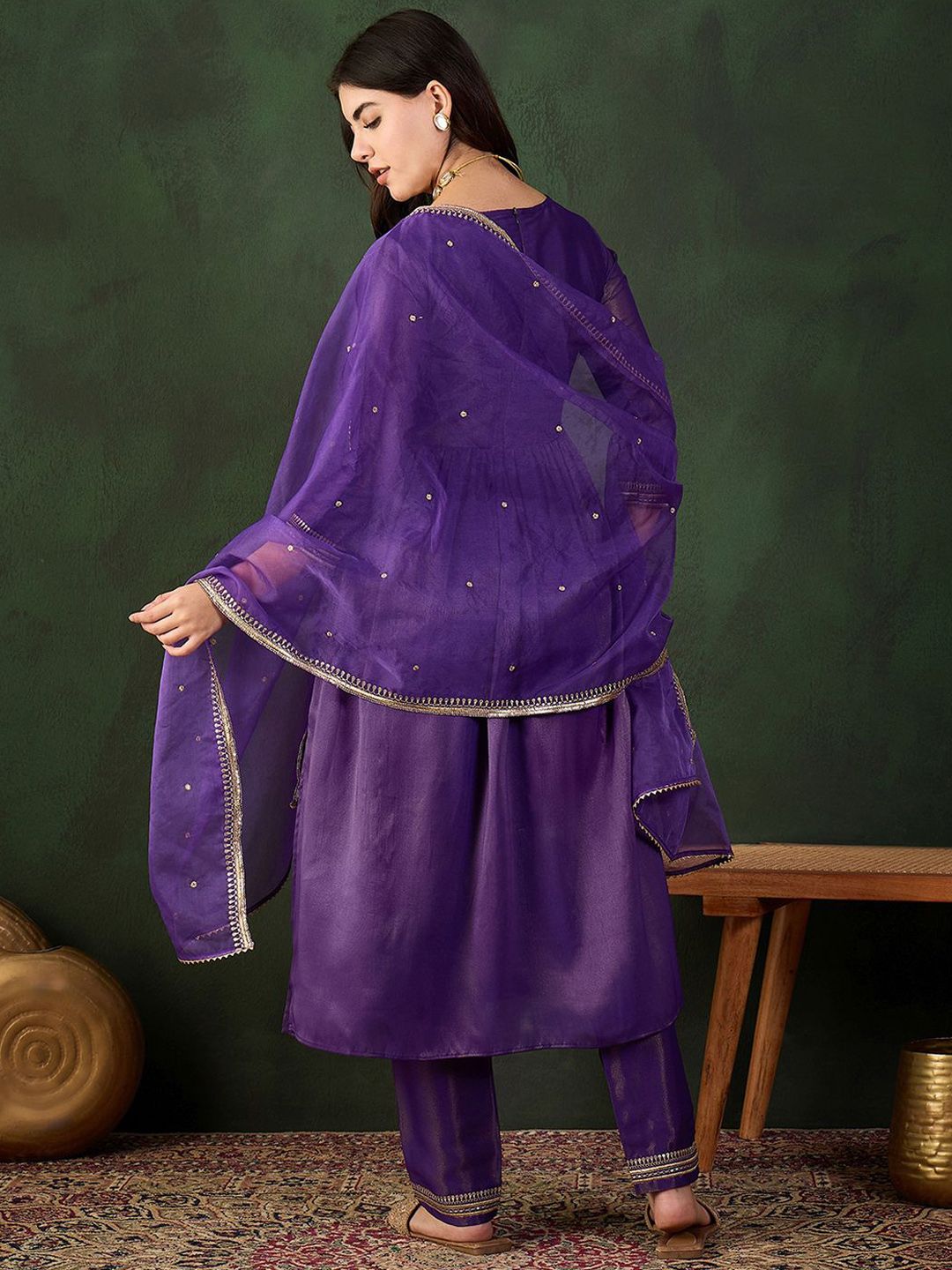 Sangria Embroidered Kurta & Trouser With Dupatta Kurta Set | Grocsy