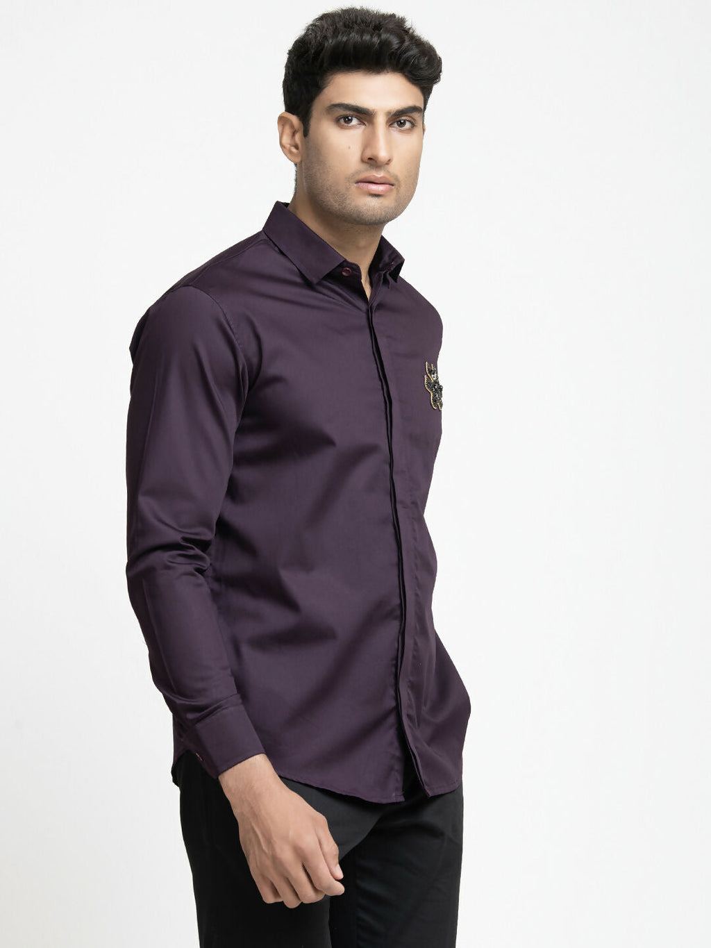 Puzzle Chip Embroidered Shirt by Hilo Design | Grocsy