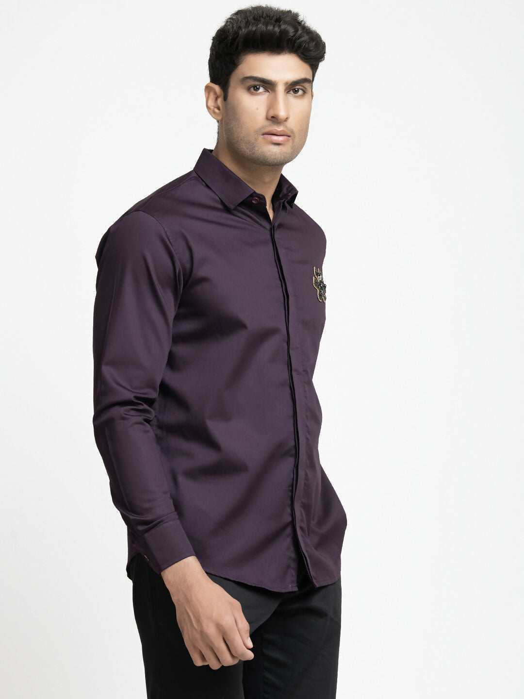 Puzzle Chip Embroidered Shirt by Hilo Design | Grocsy